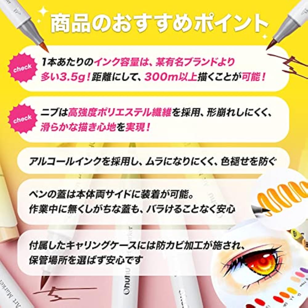 Ohuhu Marker Pen Type 72 Colors 73 Pens Professional Favorite Illustration Marker Brush/Bold Blen...