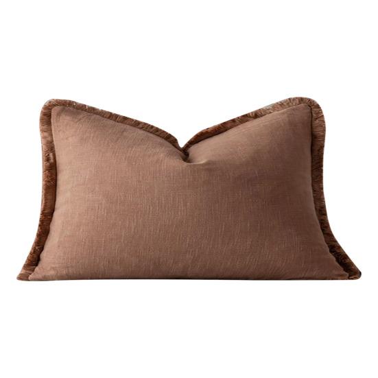 Povlak na polštář s krátkým třásňovým lemem čtvercový bohémský styl dekorace na kancelářskou pohovku