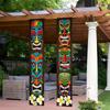 2D Flat, 1 Pair Hawaiian Tiki Banner & Couplets - Jumbo Tropical Door Decor Suitable for Aloha Parties, Hawaiian-Themed Wall Hanging for Indoor/Outdoo
