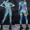 3D Digital Printing Stage Performance Costumes Adults Halloween Events Carnival Theme Party Cosplay Outfit Pretend Game Jumpsuit