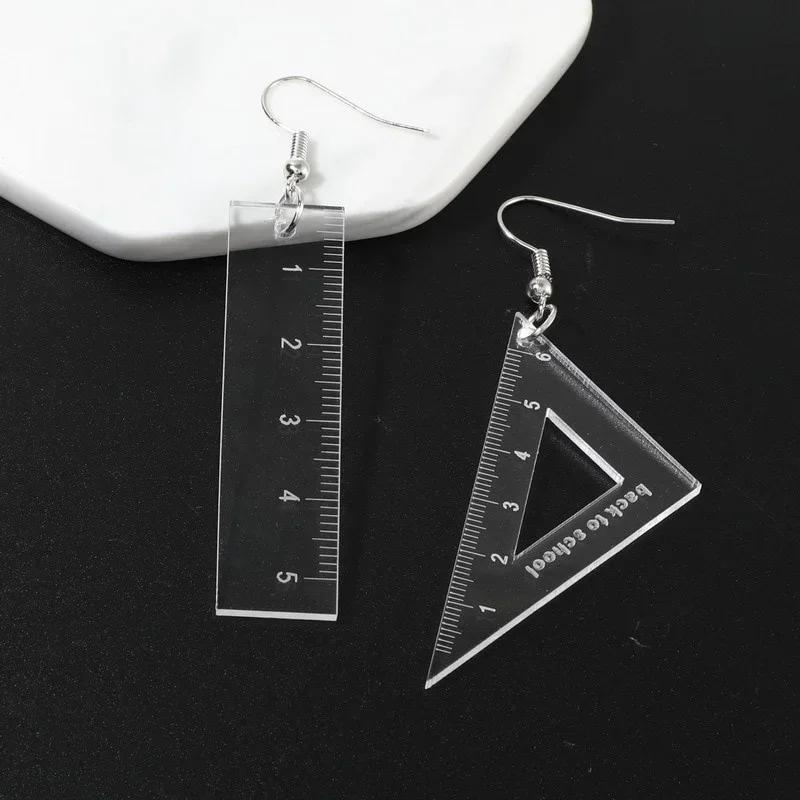 New Women Fashion Ruler Acrylic Earrings Creative Triangle Drop Dangle Funny Jewelry For Women Gift Accessories For Girls
