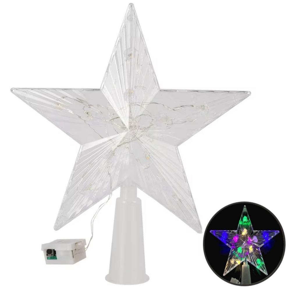 Lighted LED Lighted Star Transparent Christmas Treetop Light Xmas Light Ornaments  Holiday