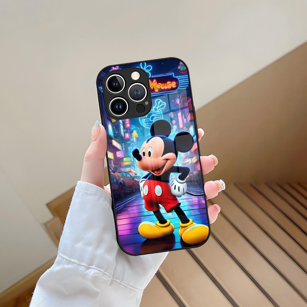 Mickey Mouse Phone Case Tempered Glass For iPhone 13 15 14 12 11 Pro Max Plus Mini X XR XS 8 7 6s SE2020 Coque