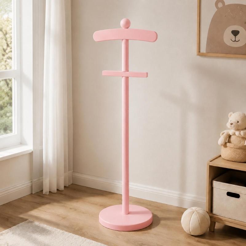 Wooden Baby Clothing Rack 2-Pack, Freestanding Hanging Stations, Baby Shower Centerpiece, Display Stand Hanger for Coat, Dresses, Uniforms, Hats, and