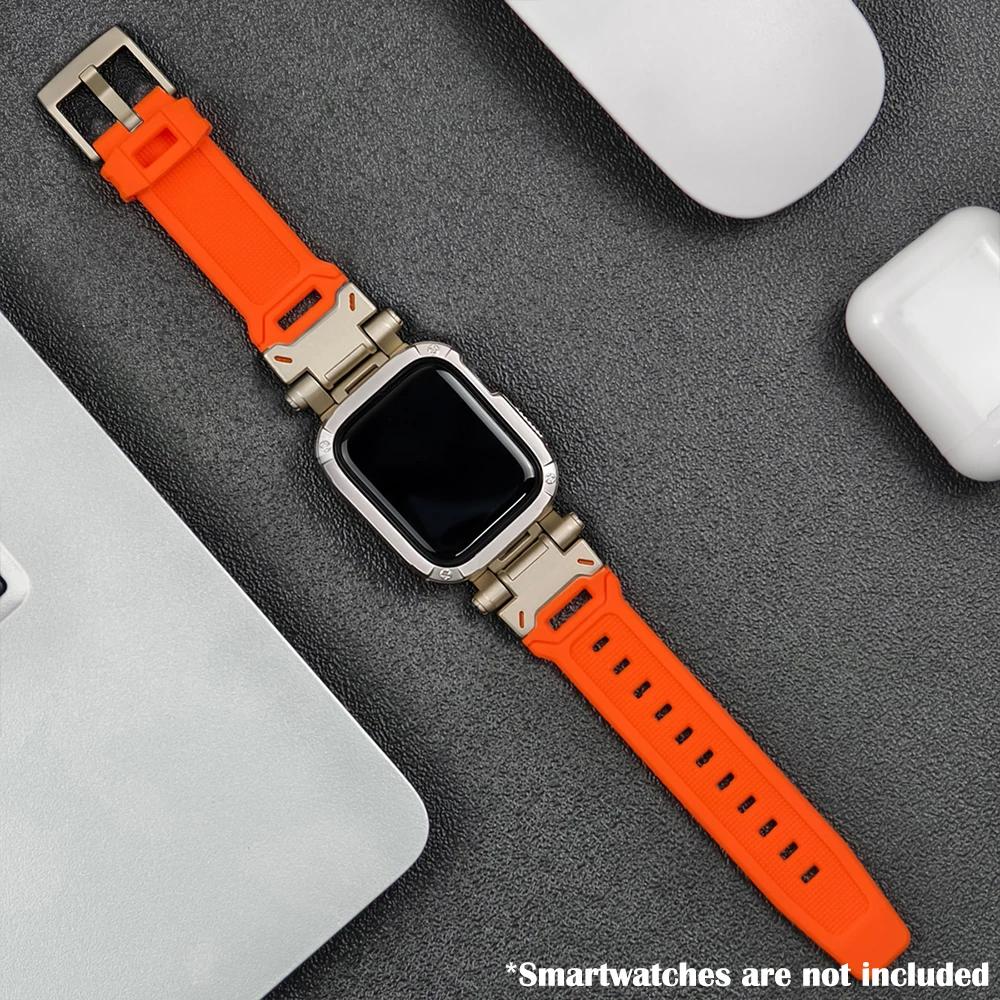Silicone Band+Case for Apple Watch Ultra2 Strap 49mm 41mm 45mm 40mm 44mm TPU Cover+Sport Bracelet Series 9 8 7 6 SE 5 Wristband
