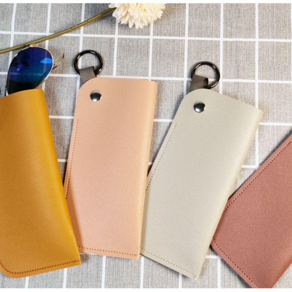 Glasses Storage Bag PU Leather Glasses Bag Korean Style Sunglasses Case with Hanging Ring   Male