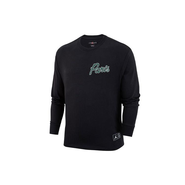 Men s Air Jordan Paris Saint-Germain Casual Alphabet Printing Round Neck Long Sleeves Black DB6513-010 S