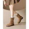 Weiwei Girl Retro British Style Women's Crinkled Martin Boots - Autumn & Winter Fashion Slip-on