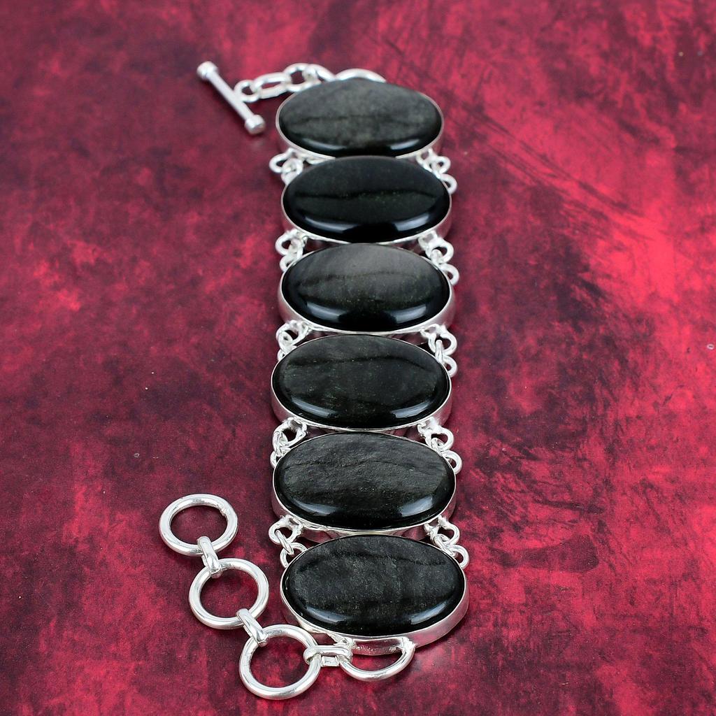 Sada šperků ze stříbra 925 se zlatým leskem, obsidiánem a náhrdelníkem, úžasné ručně vyrobené šperky z drahokamů, nová sada šperků pro ni