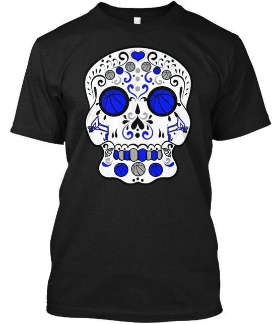 Blue And Grey Basketball Sugar Skull TTshirt Made in the USA Size S to 5XL S