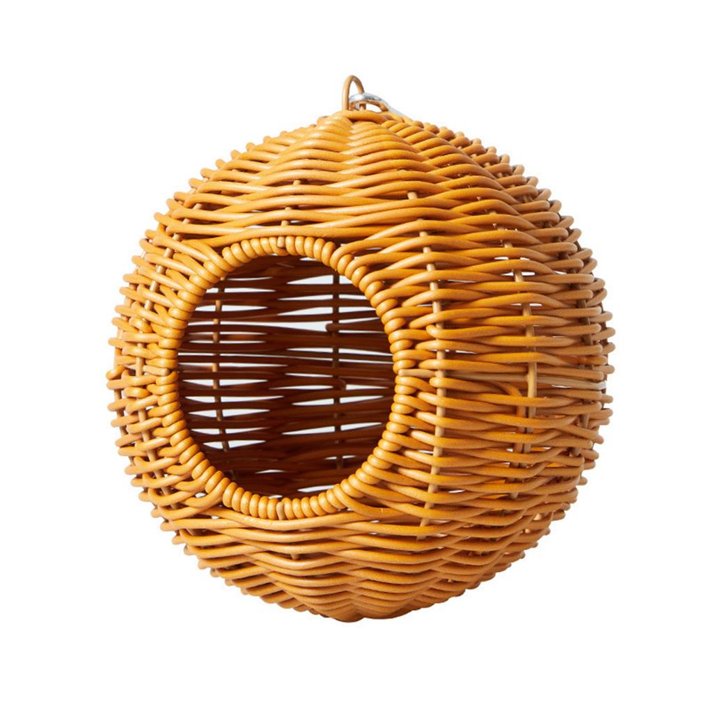 Maison Parrots Suspendue Ronde avec Texture Rotin Simulé Nid d'Oiseau Pour Oiseaux de Compagnie Hamac de Repos Rond Accessoires de Cage