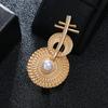 Luxury temperament dumb gold brooch female morrow plant pearl flower pin suit simple brooch with jewelry