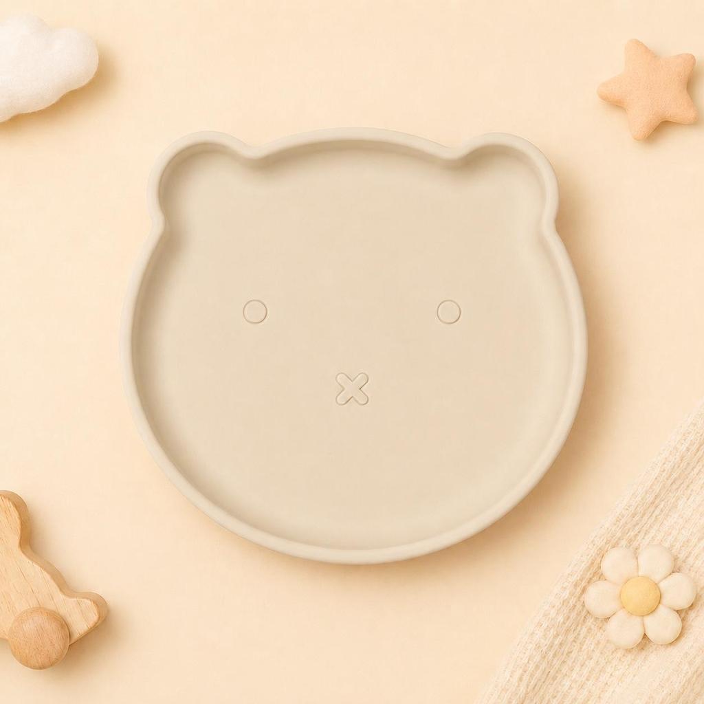 Non-Slip Silicone Bear Plate & Bowl Set for Baby Self-Feeding