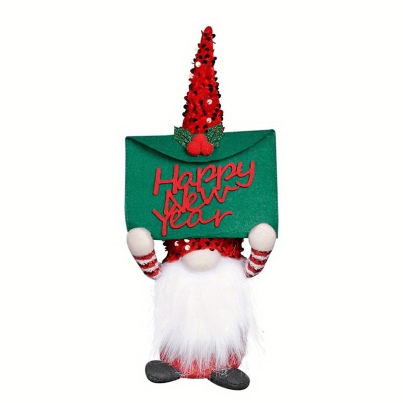 

Sequins Christmas Gnome Doll Handmade Swedish Tomtes Santa Figures Dwarfs Toy Ornament New Year Decorations зелений