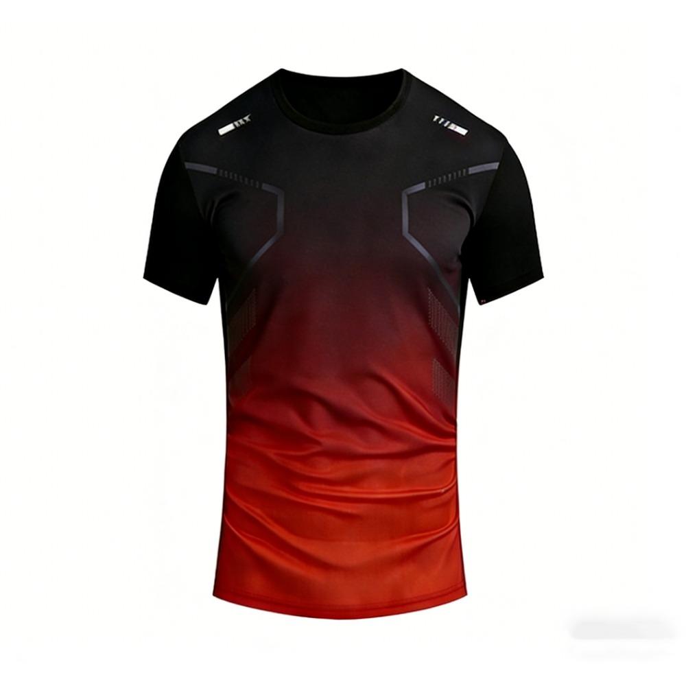 Męski T-shirt Sportowy Outdoorowy Koszulki do Biegania Wzór Gradientowy Nadrukowany T-shirt Wygodny Szybkoschnący Krótki Rękaw Unisex Top