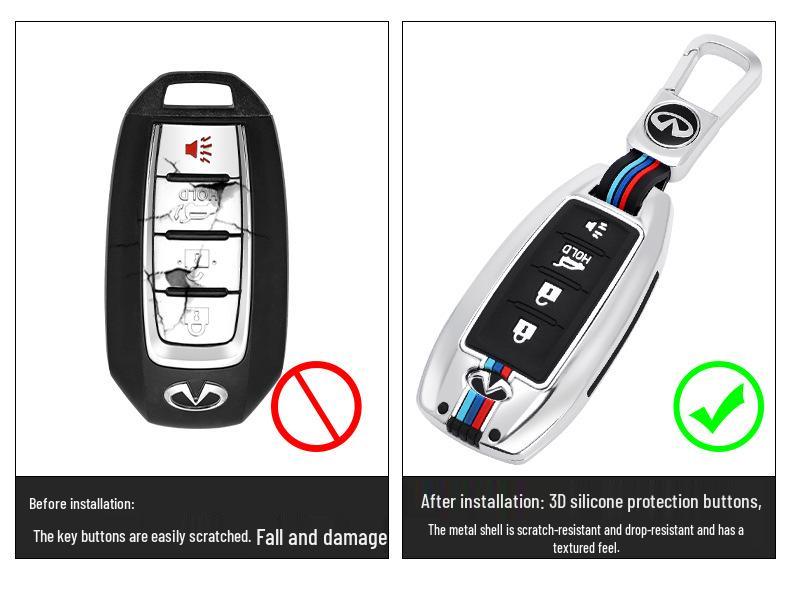 2020 Infiniti QX50/QX60 Key Cover: Metal Shell Key Bag with Buckle for Car Modification