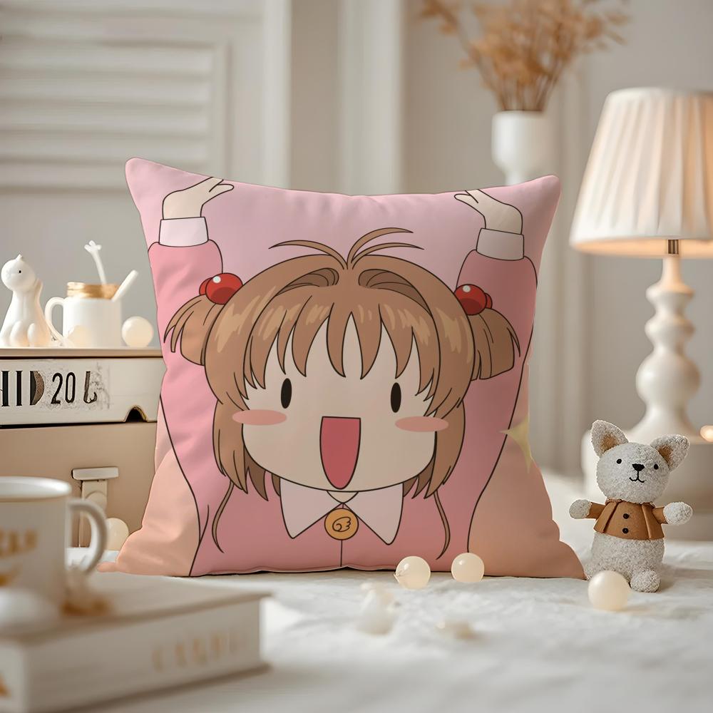 Anime CCardcaptor SSakura Cushion Cover Antidustmite Pillowcase Invisible zipper silky short plush Sofa cushion cover