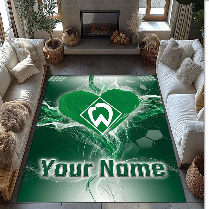 Werder Bremen FC Printed Crystal Velvet Rug Non‑Slip Crystal Velvet Carpet For Sofa Bedroom Indoor Home Decoration