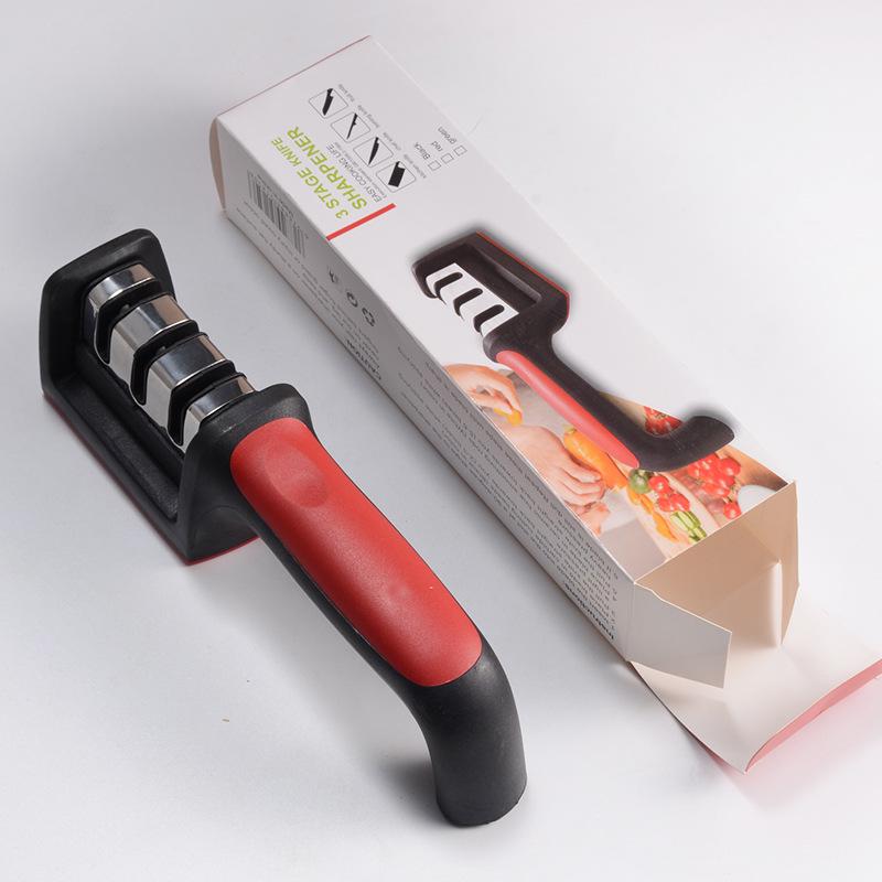 Four-Stage Multifunctional Knife Sharpener with Stone Rod for Household Use
