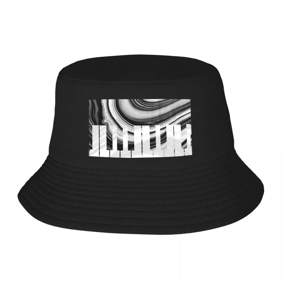 New Marbled Music Art  Piano Keys  Sharon Cummings Bucket Hat Wear Sunscreen Big Size Hat Anime Hat Women Beach Fashion M