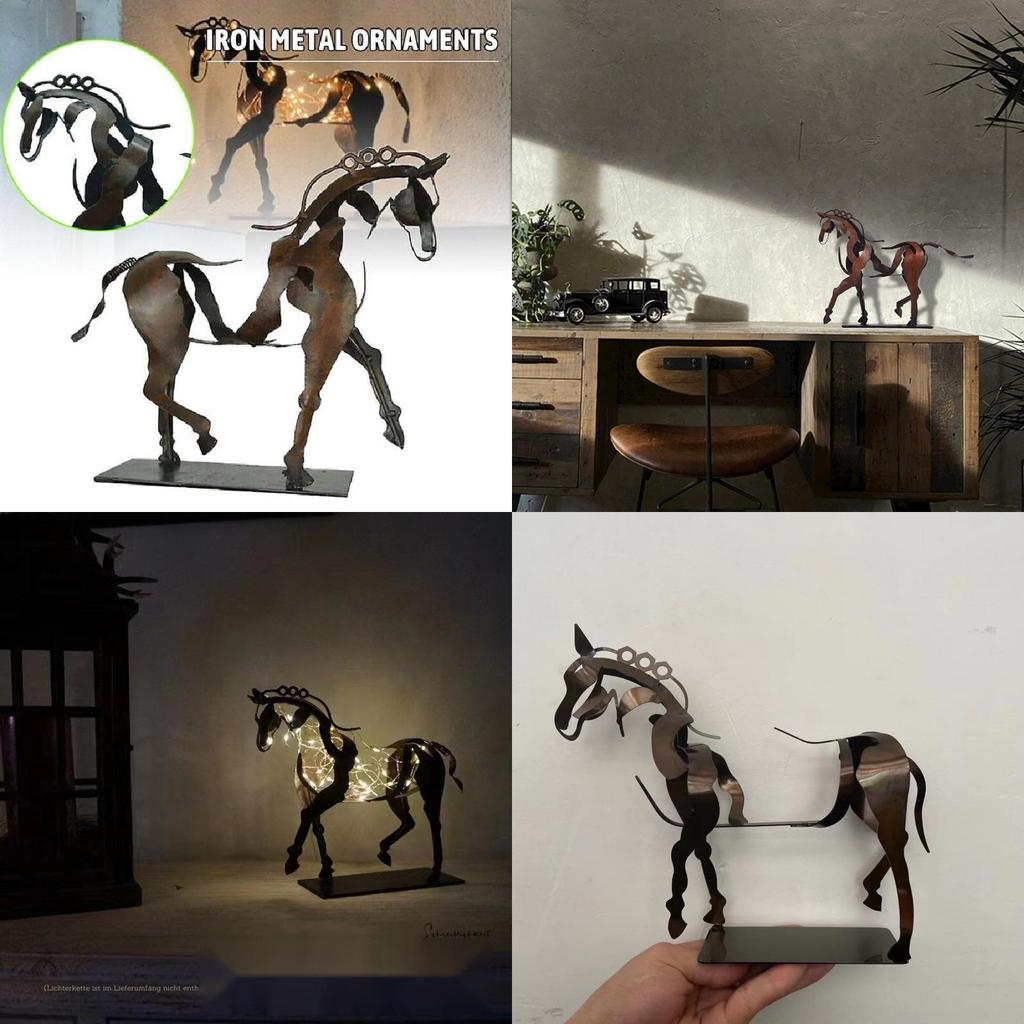 Metal Horse Sculpture With Builtin Light For Desktop Or Shelf Display