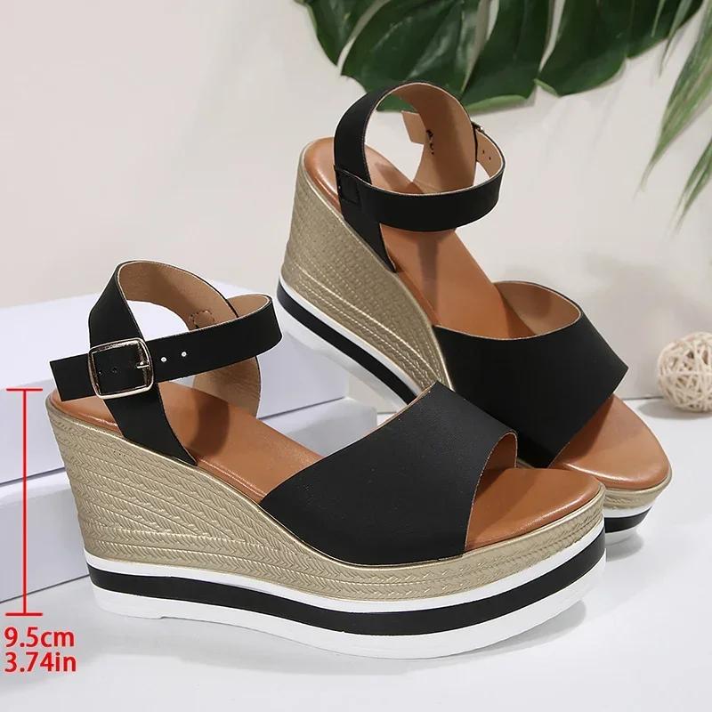 Fashion Women Sandals Wedges Sandals Women Shoes 2025 Plus Size 36-43 Chunky Heels Sandals Summer Platform High Heels Sandalias De Mujer