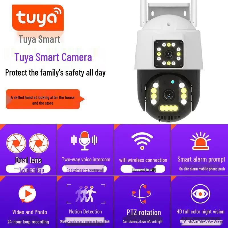 TUYA Doodle 360° Waterproof WiFi HD Surveillance Camera (Indoor/Outdoor, Dual Screen, Mobile Remote)