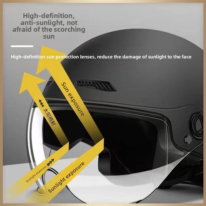 Suitable for Electric Vehicles, Women's Summer Sunscreen, Women's Battery Car, An Hat, Cute Cat Ears, Universal In All Seasons, Half Helmet Men