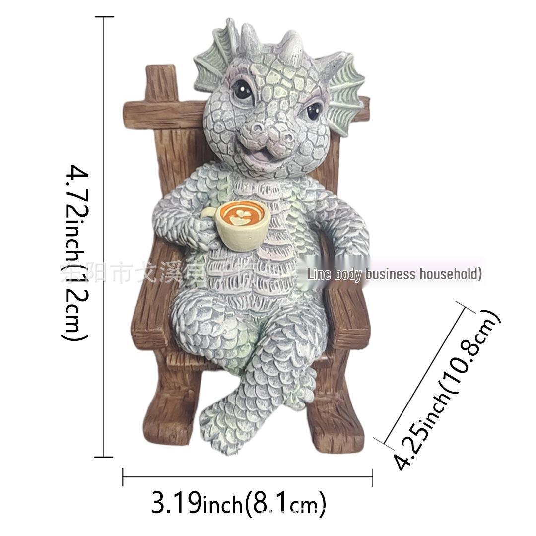 Creative Cute Dragon Rocking Chair Ornament: Cartoon Resin Dragon Desktop Decoration