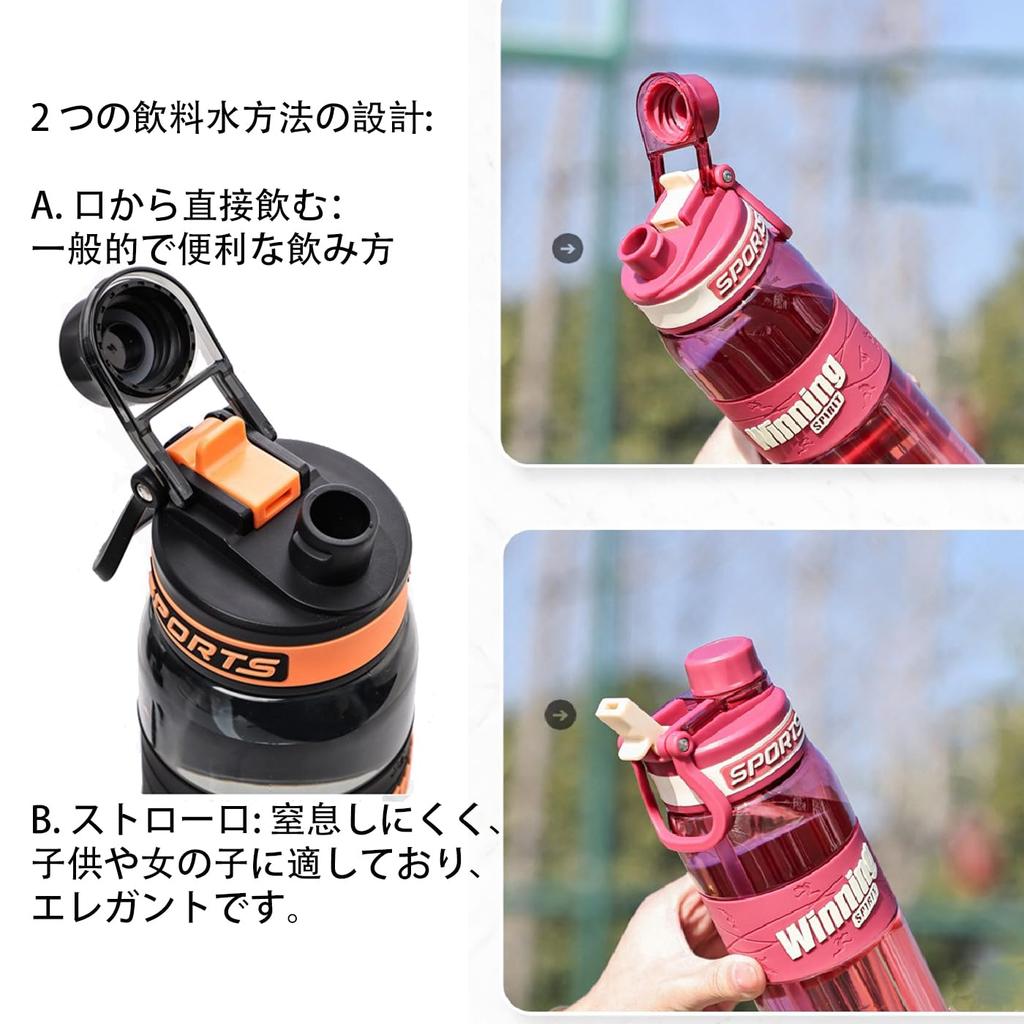 NAWEN Bottle Water Bottle 1000ml Large Capacity Portable Straw Sports Water Bottle BPA Free Plastic Water Bottle for Bicycles Adults Children Outdoor