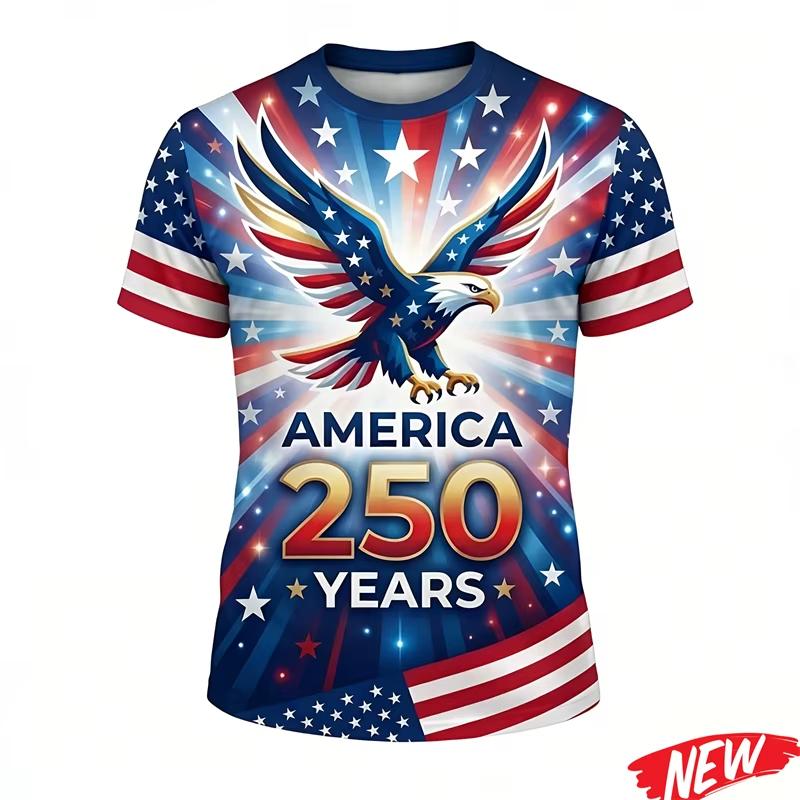 2026 Letní pamětní edice Cool USA 1776-2026 250. výročí Limitovaná edice 3D tištěné tričko pro rodiče a dítě Velká velikost
