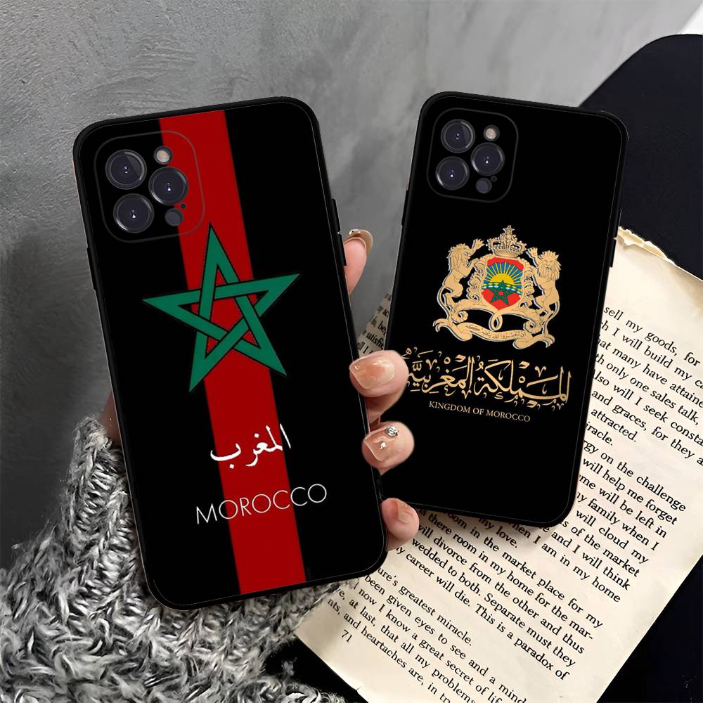 Morocco Map Flag Phone Case For IPhone 16 Pro Max 15 17 Plus 14 13 12 Mini 11 Black Cover