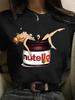 New Nutella Print T Shirt 90s Harajuku Kawaii Fashion T-shirt Graphic Cute Cartoon Tshirt Y2k 2000s Vintage T Shirt Unisex