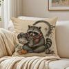 Japanese Raccoon Ramen Cushion Cover Breathable Short Plush Pillow Case Machine Washable Wrinkle-Resistant Soft Durable