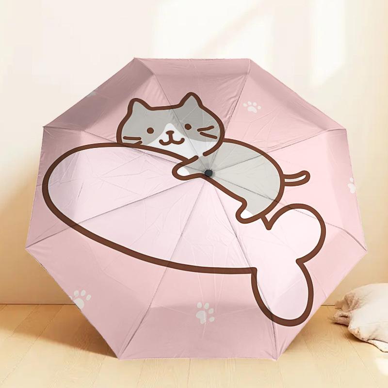 Adorable Cat on Cloud Umbrella: Automatic Opening & Closing, Outdoor Travel Accessory, Lightweight and Durable, Perfect Gift 059
