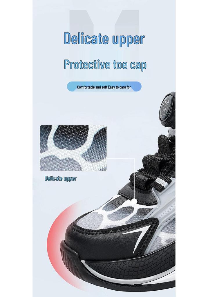 Bobodou Boys' Leather Sports Shoes - 2026 Autumn/Winter with Rotating Button for Kids