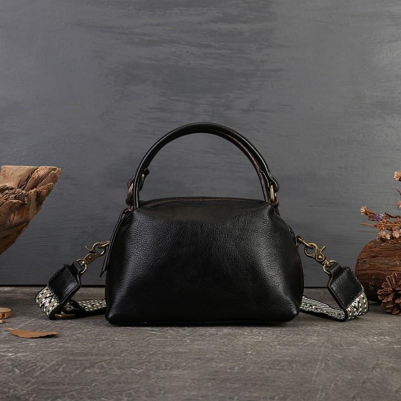 Johnature Handbag Genuine Leather Women Bag Retro Solid Color Versatile Large Capacity Shoulder & Crossbody Bags