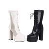 Women's High-heeled Short Boots Sexy European and American Style Waterproof Platform Thick-heeled Large-size Net Boots