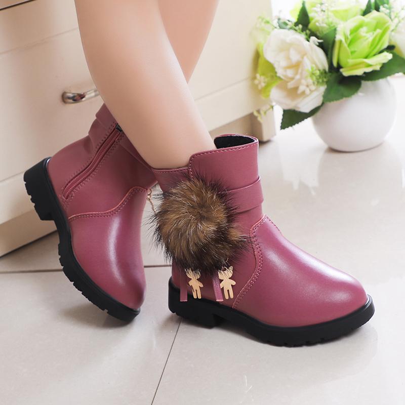 New Girls Short Boots Versatile Plush Cute Spring Autumn New Kids Fashion Casual Boots Drop Shipping Children Boots PU 2024 Chic