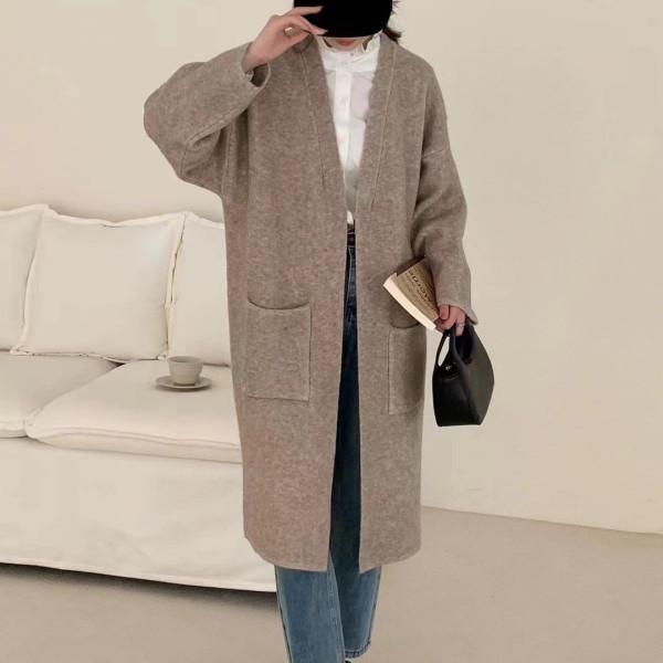 Women's Loose Knit Cardigan - Autumn/Winter Solid Color Korean Style Sweater Coat