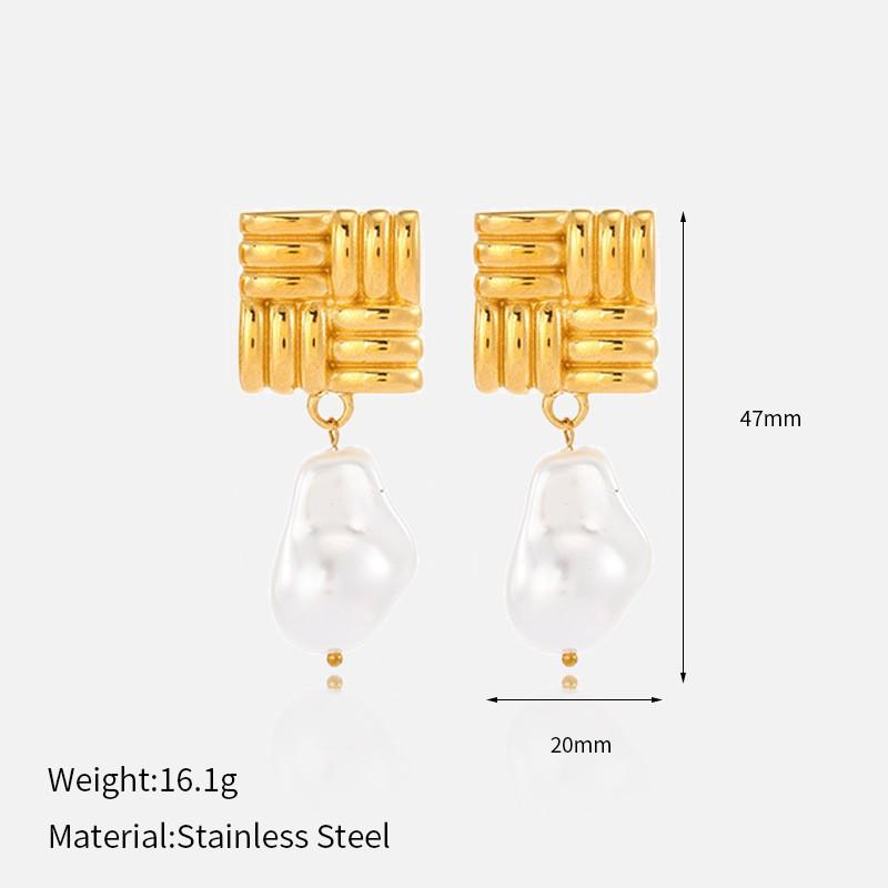 Hot-selling new ins wind titanium steel stud earrings in Europe and America, high-end trend wind stainless steel earrings, electroplated 18K gold jewe