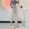 New Drawstring White Gray Sweat Pants For Women In Spring And Autumn Loose Bunched Ins For Small Men Wide Legs Casual Pants For Women