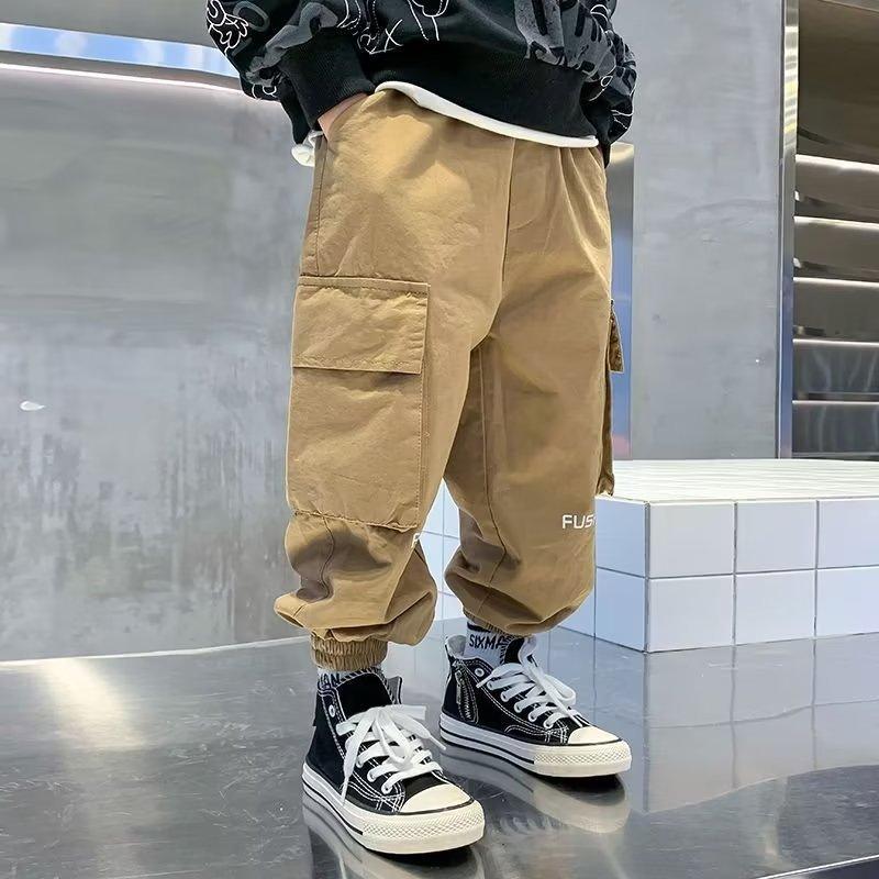 Boys'  Cargo Pants Spring Autumn Casual Long Style Trousers Kids Joggers Children Sport Outdoor Pants 4-14 Years