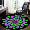 1pc Flower Mandala Chair Carpet for Office, Round Polyester Mat, Indoor Decor for Office, Washable Non-slip Carpet Yy251219087