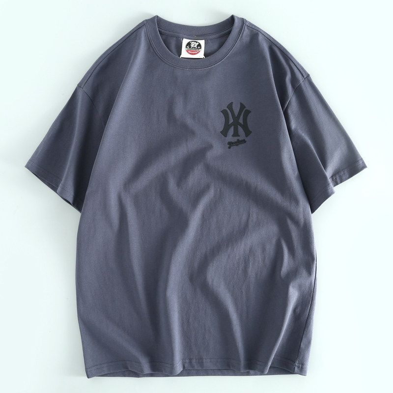 Export T-Shirt Short Sleeve Export Tail Single Cut Label Embroider Pure Cotton Men's Original Single Cotton Trendy Summer Thin Half Sleeve Shirt