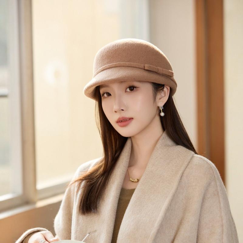 Wolle Mutter Fischerhut Damen Herbst und Winter Französisch Elegant Retro Kleiner Duftender Beckenhut