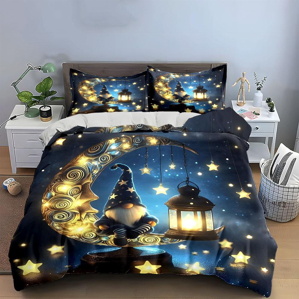 Fairy Moon Gnome Led Decor Multiple Sizes Kid'S And Adults' Bedroom Exquisite 3Pc Bedding Set, Gift