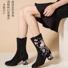 Women's Single Boots Spring Autumn New High Heels Embroidered Color Matching Short Boots Casual Comfort Increase National Boots
