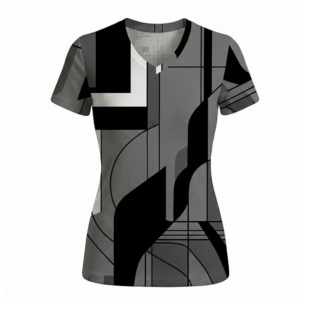 Women's Geometric Abstract Print V-Neck T Shirt Daily Casual