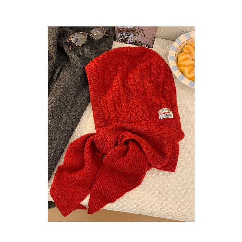 Women S Winter Warm Knit Scarf Hat One Piece For Cold Weather